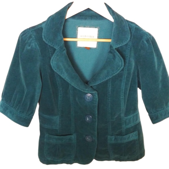 Stylish Teal Corduroy Jacket 3/4 Sleeve - Sonoma - Picture 3 of 6
